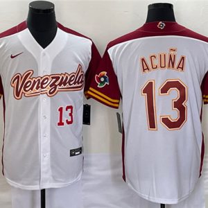 Venezuela #13 Venezuela Acuna Jr. 2023 White World Classic With Patch Stitched Jersey