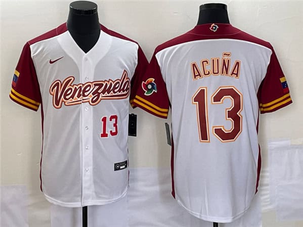 Venezuela #13 Venezuela Acuna Jr. 2023 White World Classic With Patch Stitched Jersey