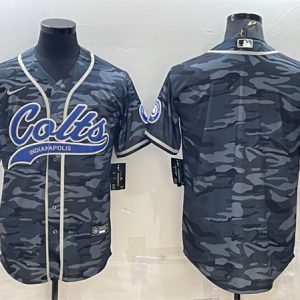 Indianapolis Colts Blank Gray Camo With Patch Cool Base Stitched Baseball Jersey