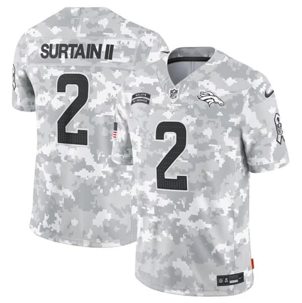 Denver Broncos #2 Patrick Surtain II Arctic Camo 2024 F.U.S.E. Salute To Service Limited Stitched Jersey