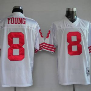 Mitchell And Ness 49ers #8 Steve Young Stitched White Jersey