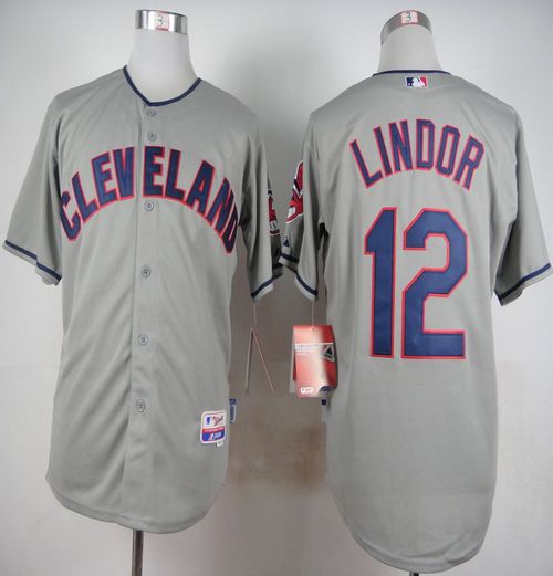 Indians #12 Francisco Lindor Grey Cool Base Stitched Jersey