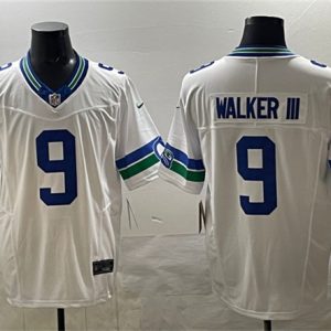 Seattle Seahawks #9 Kenneth Walker III White F.U.S.E. Throwback Vapor Limited Football Stitched Jersey