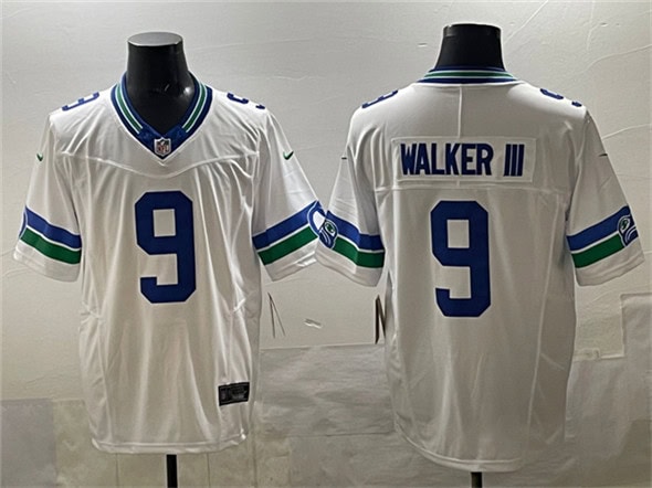 Seattle Seahawks #9 Kenneth Walker III White F.U.S.E. Throwback Vapor Limited Football Stitched Jersey