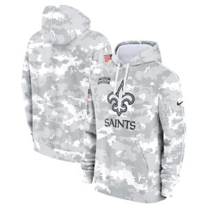 New Orleans Saints 2024 Arctic Camo Salute To Service Club Fleece Pullover Hoodie