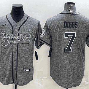 Dallas Cowboys #7 Trevon Diggs Grey With Patch Cool Base Stitched Baseball Jersey