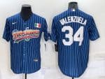 Los Angeles Dodgers #34 Toro Valenzuela Navy Mexico Rainbow Cool Base Stitched Baseball Jersey