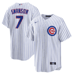 Chicago Cubs #7 Dansby Swanson White Cool Base Stitched Jersey