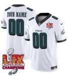 Philadelphia Eagles Custom White 2025 Eagles Logo Super Bowl LIX Patch New F.U.S.E. Vapor Limited Stitched Jersey