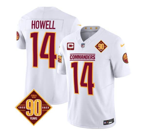 Washington Commanders #14 Sam Howell White 2023 F.U.S.E. 90th Anniversary Vapor Limited Stitched Jersey