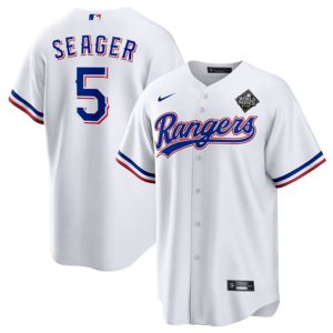 Texas Rangers #5 Corey Seager White 2023 World Series Stitched Jersey