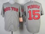 Red Sox #15 Dustin Pedroia Stitched Grey Jersey