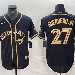 Toronto Blue Jays #27 Vladimir Guerrero Jr. Black Gold Cool Base Stitched Jersey