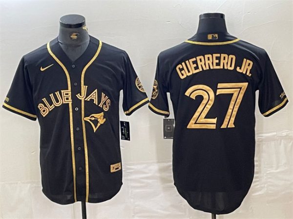 Toronto Blue Jays #27 Vladimir Guerrero Jr. Black Gold Cool Base Stitched Jersey