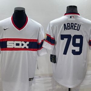 Chicago White Sox #79 Jose Abreu White Throwback Cool Base Stitched Jersey