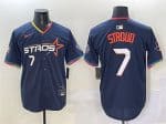 Houston Astros #7 C.J. Stroud Navy 2025 City Connect With Texas Patch Limited Stitched Jersey