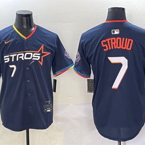 Houston Astros #7 C.J. Stroud Navy 2025 City Connect With Texas Patch Limited Stitched Jersey