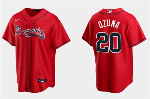 Atlanta Braves #20 Marcell Ozuna Red Cool Base Stitched Jersey