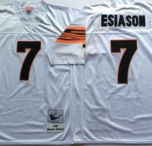 Mitchell And Ness Bengals #7 Boomer Esiason White Throwback Stitched Jersey