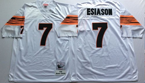 Mitchell And Ness Bengals #7 Boomer Esiason White Throwback Stitched Jersey