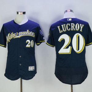 Brewers #20 Jonathan Lucroy Navy Blue Flexbase Authentic Collection Stitched Jersey