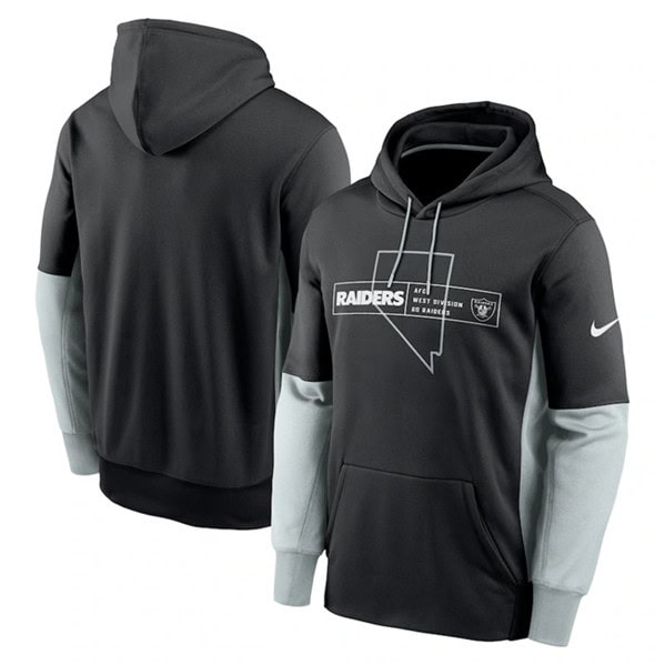 Las Vegas Raiders Black Color Block Fleece Performance Pullover Hoodie