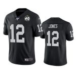 Raiders #12 Zay Jones Black 100th Season With 60 Patch Vapor Limited Stitched Jersey