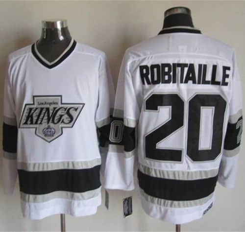 Kings #20 Luc Robitaille White CCM Throwback Stitched Jersey