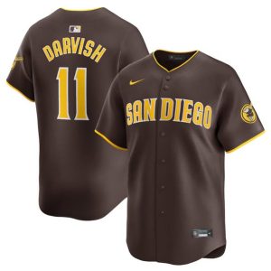 San Diego Padres #11 Yu Darvish Brown 2024 Away Limited Stitched Jersey