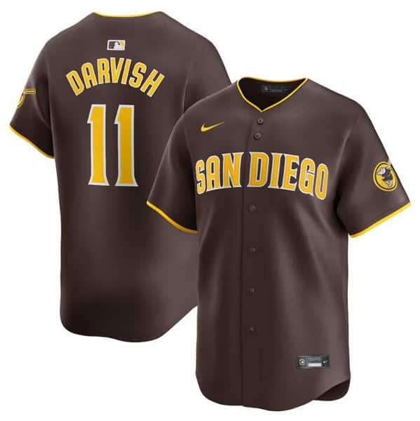 San Diego Padres #11 Yu Darvish Brown 2024 Away Limited Stitched Jersey