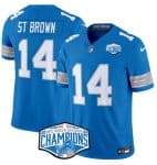 Detroit Lions #14 Amon-Ra St. Brown Blue 2024 NFC North Champions F.U.S.E. Vapor Limited Stitched Jersey