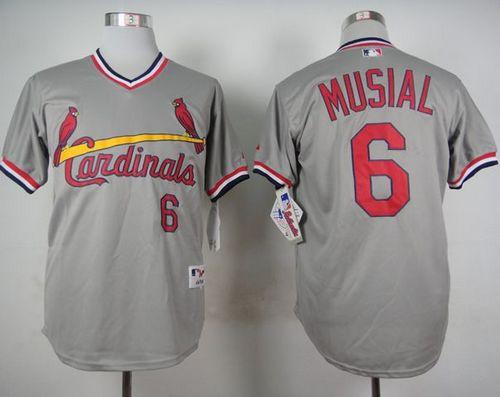 Cardinals #6 Stan Musial Grey 1978 Turn Back The Clock Stitched Jersey