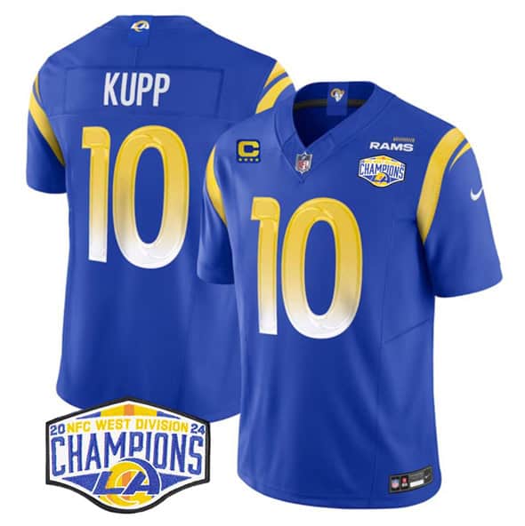 Los Angeles Rams #10 Cooper Kupp Blue 2024 NFC West Champions With 4-Star C Patch F.U.S.E. Vapor Untouchable Stitched Jersey