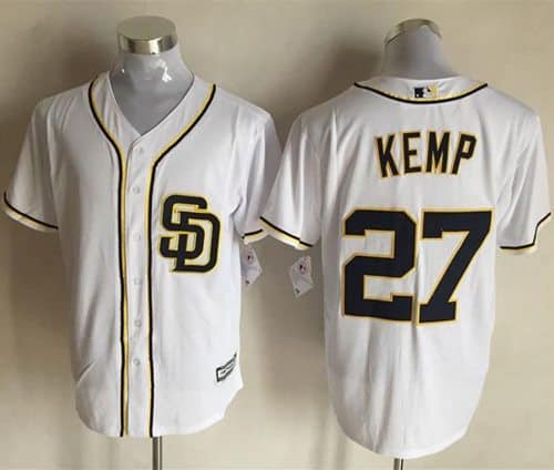 Padres #27 Matt Kemp White New Cool Base Stitched Jersey