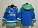 Seattle Seahawks Blank Royal Ageless Must-Have Lace-Up Pullover Hoodie