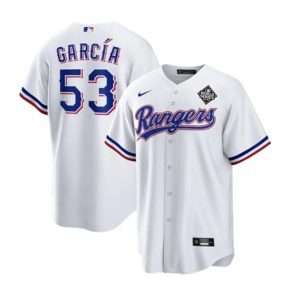 Texas Rangers #53 Adolis Garc¨ªa White 2023 World Series Stitched Jersey