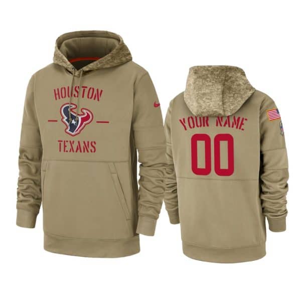 Houston Texans Customized Tan 2019 Salute To Service Sideline Therma Pullover Hoodie