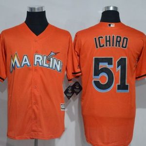 Marlins #51 Ichiro Suzuki Orange New Cool Base Stitched Jersey