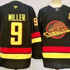 Vancouver Canucks #9 J.T. Miller Black 2024-25 With A Patch Alternate Stitched Jersey