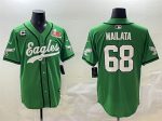 Philadelphia Eagles #68 Jordan Mailata Green 2025 Super Bowl LIX And 3-Star C Patch Stitched Jersey