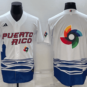 Puerto Rico 2023 White World Big Logo With Patch Classic Stitched Jersey