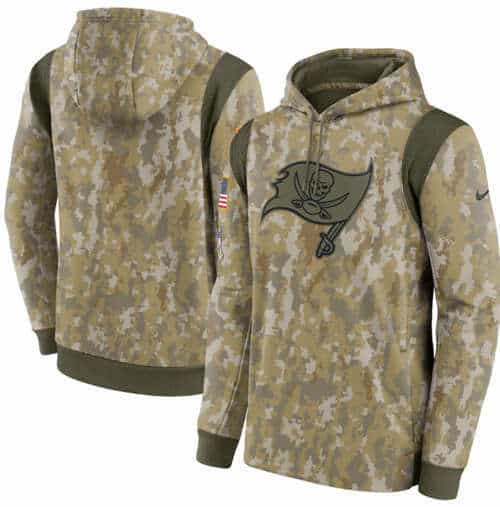 Tampa Bay Buccaneers Camo 2021 Salute To Service Therma Performance Pullover Hoodie