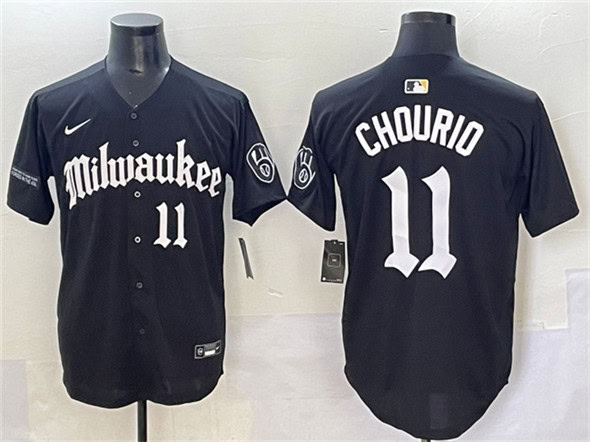 Milwaukee Brewers #11 Jackson Chourio Black 'Gothic 414 Shadows Edition' Vapor Premier Limited Stitched Jersey