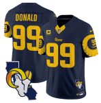 Los Angeles Rams #99 Aaron Donald Navy 2025 4-Star C Patch F.U.S.E. V2 Limited Stitched Jersey