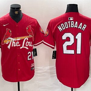 St. Louis Cardinals #21 Lars Nootbaar Red 2024 City Connect Stitched Jersey