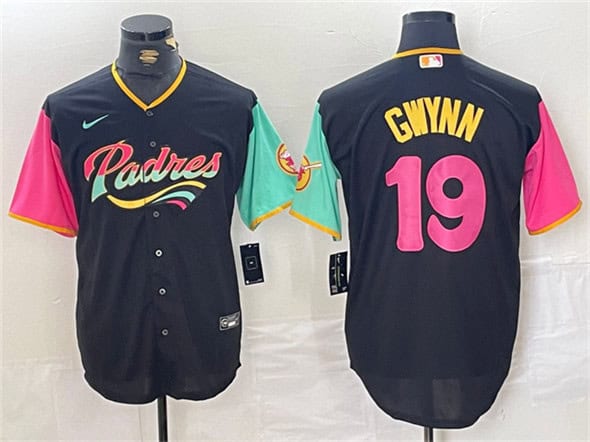 San Diego Padres #19 Tony Gwynn Black City Connect Cool Base Stitched Jersey