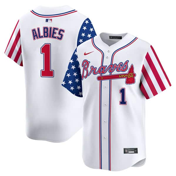 Atlanta Braves #1 Ozzie Albies White 2024 Independence Day Vapor Limited Stitched Jersey