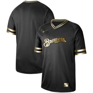 Milwaukee Brewers Black Gold Stitched Jersey