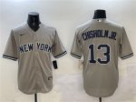 New York Yankees #13 Jazz Chisholm Jr. Gray Cool Base Stitched Jersey
