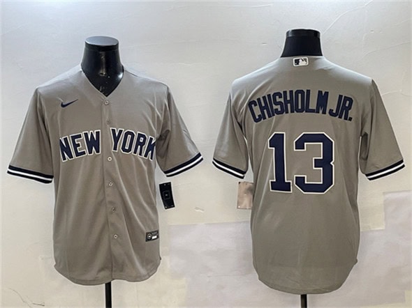 New York Yankees #13 Jazz Chisholm Jr. Gray Cool Base Stitched Jersey